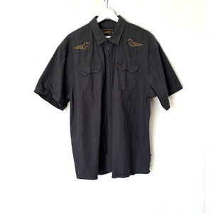 Howler Brothers Mens Button Up Shirt XL Short Sleeve Gray Pearl Snaps Western